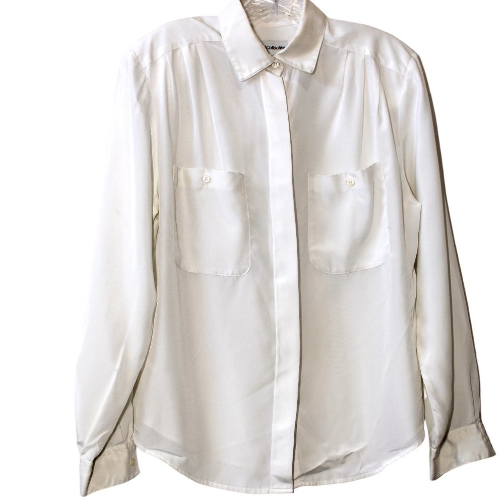 JH Collectibles, Size 14, White Long Sleeve Blouse